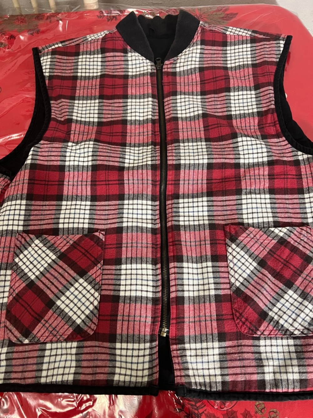 Vintage Marlboro Vest Mens Sz L Black Quilted Plaid Flannel Lined Reversible 90s - Picture 8 of 12